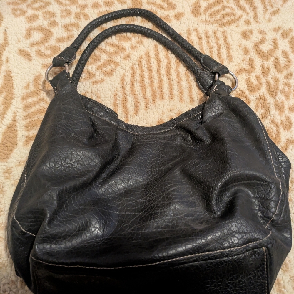 Y2K Reflections Black Faux Leather Slouch Hobo Bag – Shoulder Purse - Picture 5 of 7